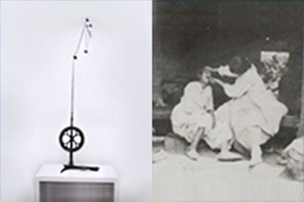 치과용 폐달식 엔진 (1900) / 조선후기 가정에서 어머니가 딸의 치아를 뽑는 장면 (1903)